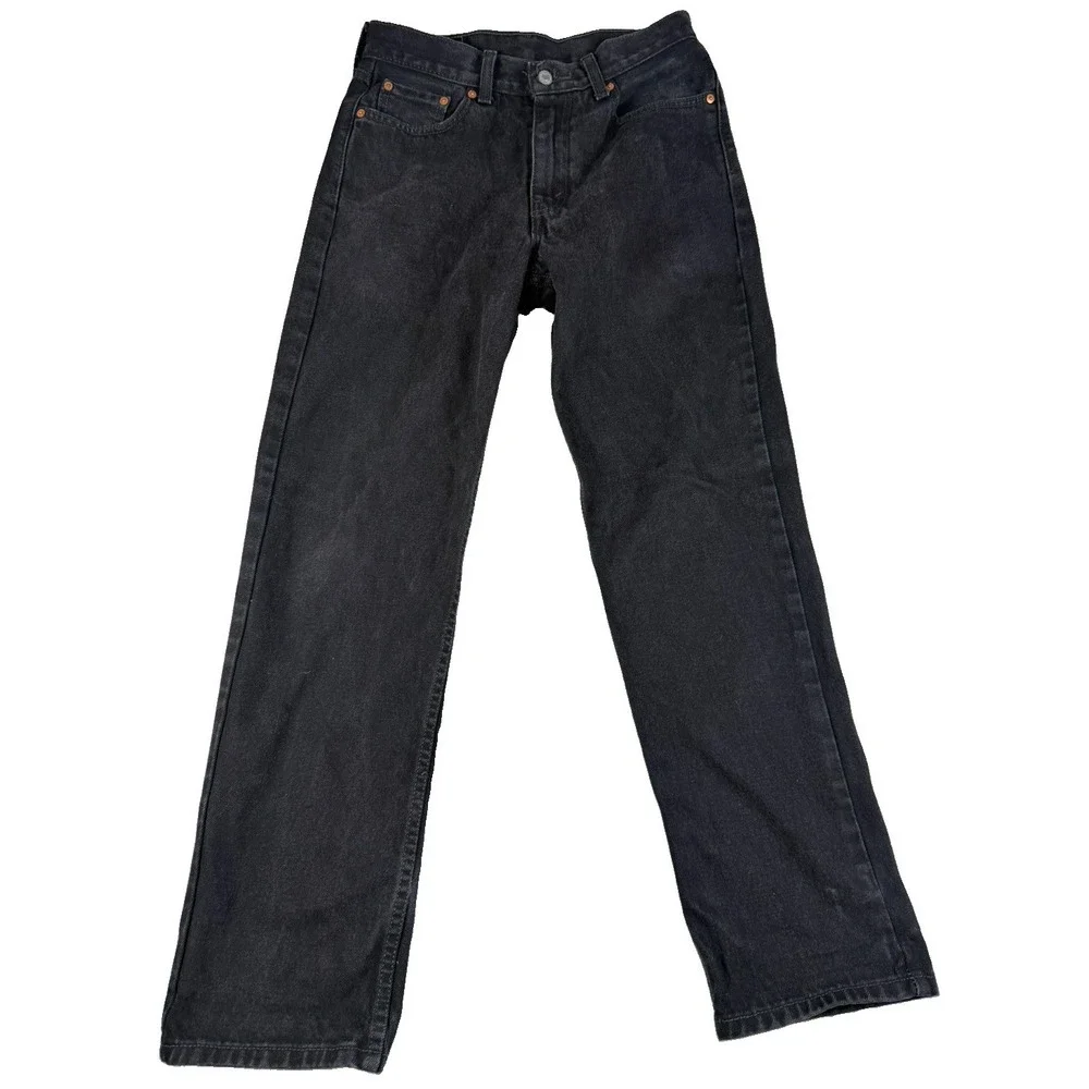 Levis 550 Mens Jeans 30x32 Relaxed Fit Black Denim Straight Leg Red Tab
